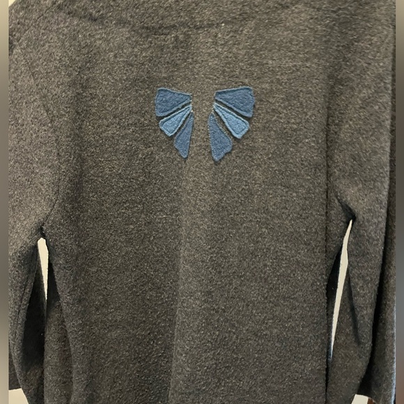 Women’s Ruby24 Wool Coat, Charcoal Gray with Floral Pattern  - Mediumn - Picture 5 of 8